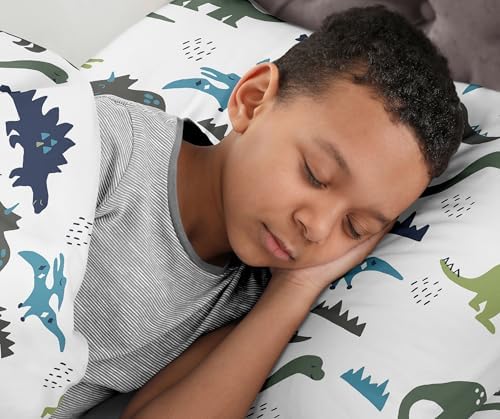 Sweet Jojo Designs 4pc Queen Sheets Set Blue Green Dinosaur