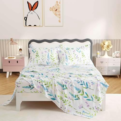 SDY 4PCS Floral Sheet Set Full Size for Kids