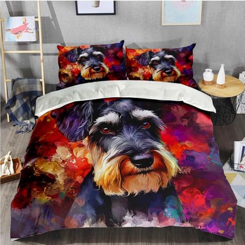 3D Print Standard Schnauzer Dog Duvet Cover Set for Kids 1