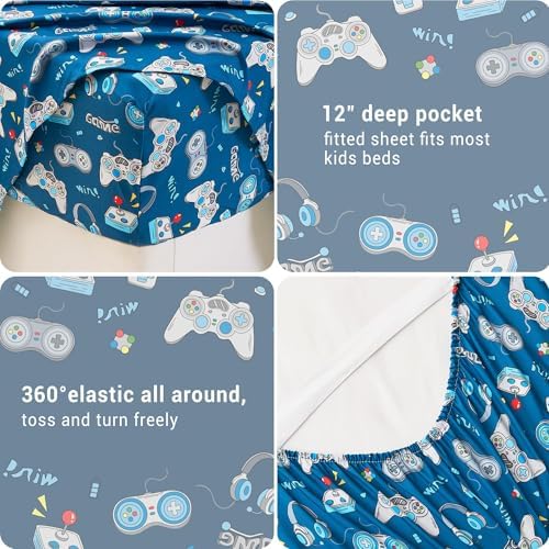 Kids Bed Sheet Set with Game Controller Print