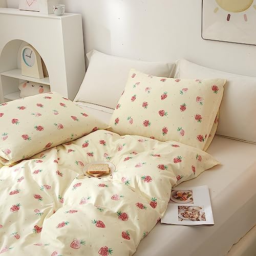 AOJIM Pure Cotton Duvet Cover Set with Strawberry Design
