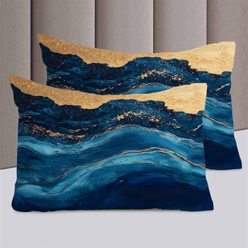 Teal Blue Ocean Duvet Cover Cal King Set with Zipper and Pillowcases