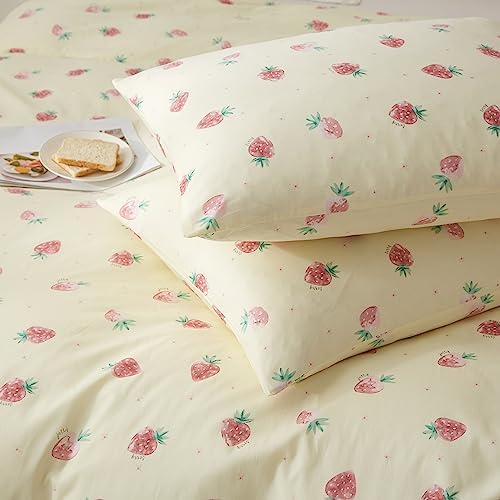 AOJIM Pure Cotton Duvet Cover Set with Strawberry Design