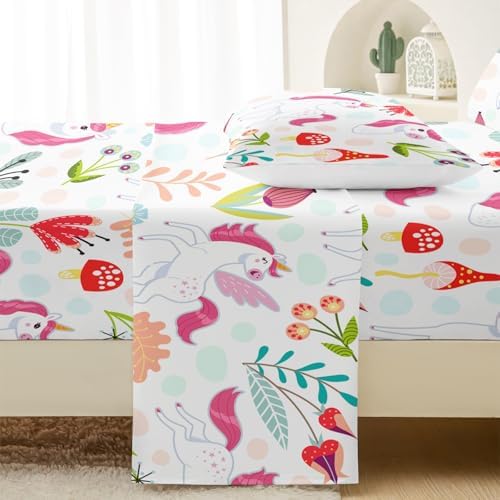 QOOMO Cartoon Unicorn Kids Sheet Set Queen Size