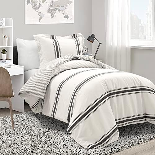 Farmhouse Stripe Reversible Cotton Duvet Cover Set Twin XL