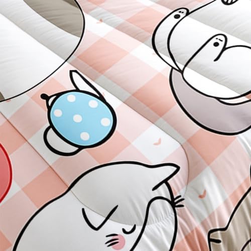 Kawaii Cat Comforter Set 3 Piece Full Size Kids Bedding