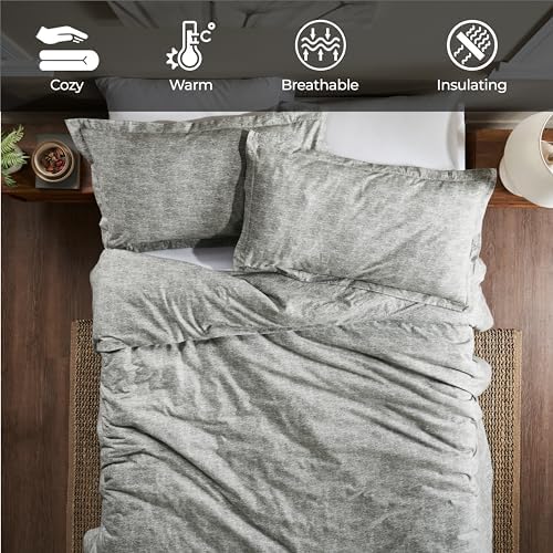 Superior Melange Flannel Duvet Set KingCalifornia King Charcoal
