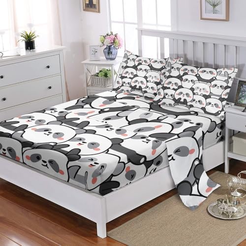 XYNHML Cartoon Panda 4Pcs Bedding Set for Kids