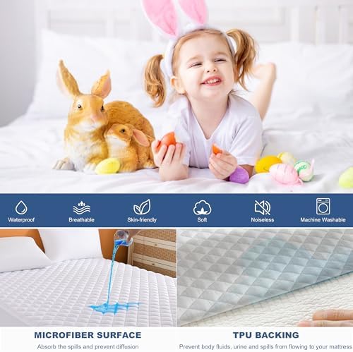 GRT Full Size Waterproof Mattress Pad - 100 TPU Quilted Protector