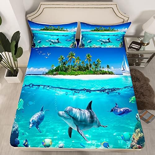 Feelyou Dolphin Bed Sheet Set Kids Ocean Animal Decor