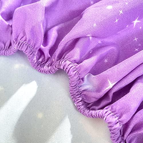 HOSIMA Rainbow Glitter Star Fitted Sheet Set for Girls