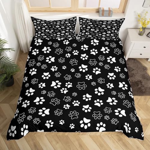 Manfei Dog Paw Print Duvet Cover Set