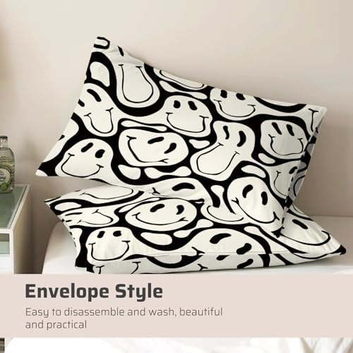 Watbro Kids Duvet Cover Set 3PCS Black Apricot Retro Hippie