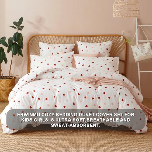 Erwinmu Heart Print Duvet Cover Set King Size