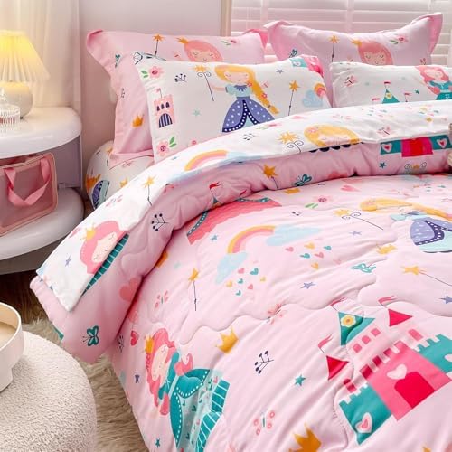 Wajade Kids Pink Princess Comforter Set 3 Piece Bed in a Bag