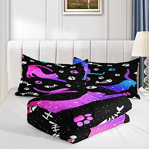 Axolotl Gradient Blue Cat Comforter Set 3Pcs