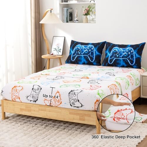 Gamer Comforter Set for Boys 3D Game Controller Design Twin Bedding