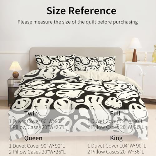 Watbro Kids Duvet Cover Set 3PCS Black Apricot Retro Hippie