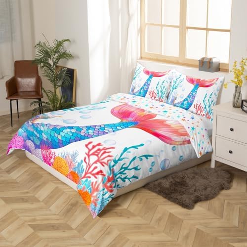 Erosebridal Girls Mermaid Duvet Set Twin Size Purple Blue