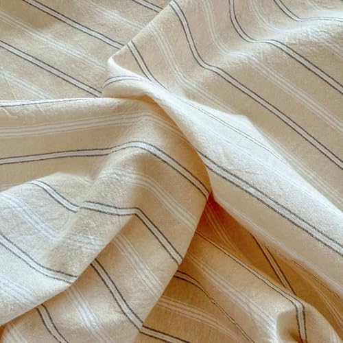 PinkMemory Beige Striped Duvet Cover Set King