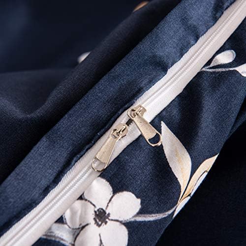 GETIANN Floral Duvet Cover Set King Navy Blue