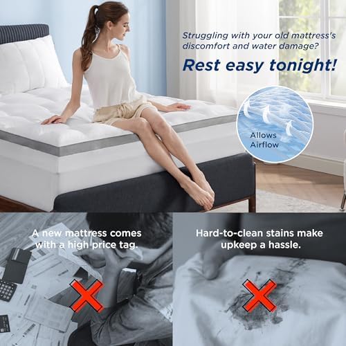 Bedsure Queen Mattress Topper 4 Inch Dual Layer