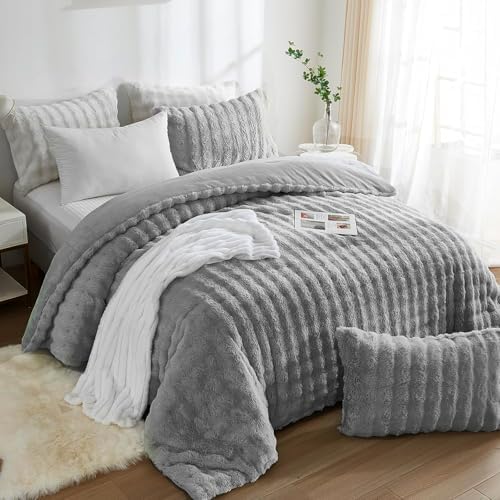 Bedbay Faux Fur Queen Comforter Set 3 Pieces