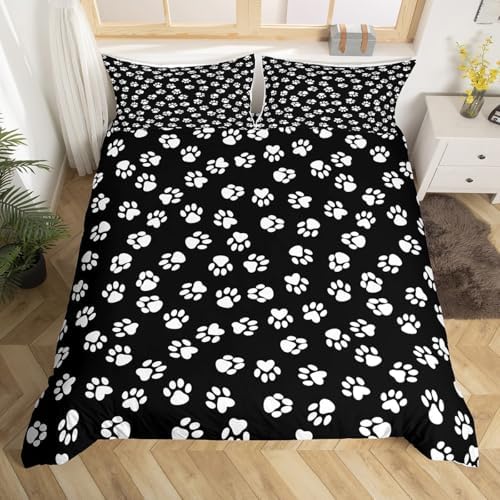 Homewish Dog Paw Print Twin Duvet Cover Set