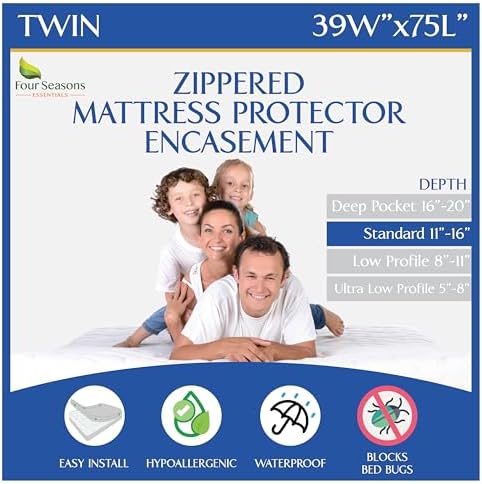 Four Seasons Essentials Twin Size Waterproof Mattress Encasement