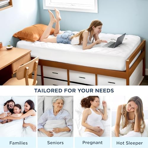 Bedsure Twin XL Mattress Pad - Waterproof Soft Deep Pocket 22 Inch Fit White