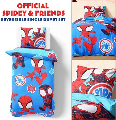Marvel Spiderman Duvet Cover and Pillowcase Set Blue Spidey