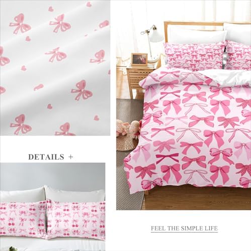 Pink Bow Duvet Cover Set Queen