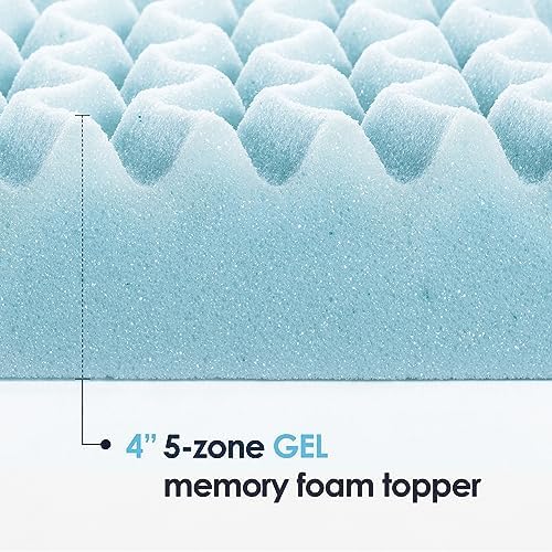 Mellow 4 Inch 5-Zone Memory Foam Mattress Topper Twin XL Blue