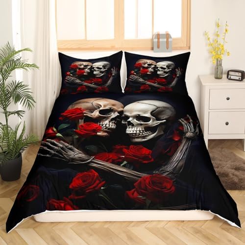 Jejeloiu Sugar Skull Duvet Cover Set King Size