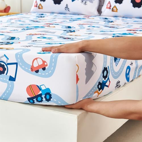 RYNGHIPY Kids Full Bed Sheet Set Cars Print for Boys