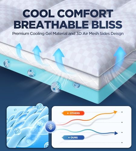 Biteany Dual Layer Mattress Topper Queen for Pain Relief and Support