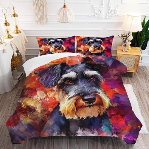 3D Print Standard Schnauzer Dog Duvet Cover Set for Kids 1
