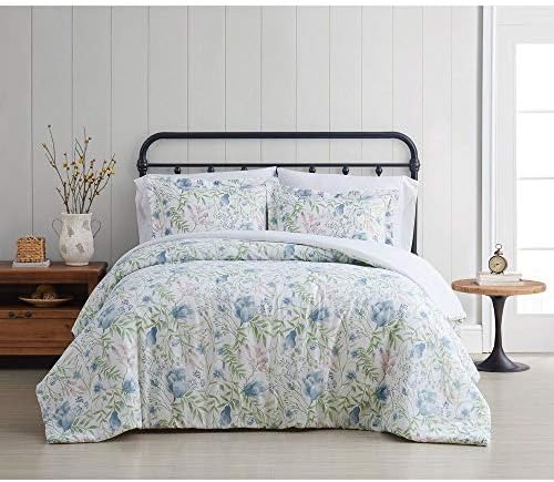 2 Piece Farmhouse Comforter Set with Floral Pattern