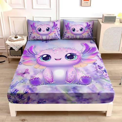 Cute Axolotl Bed Fitted Sheet Set for Kids