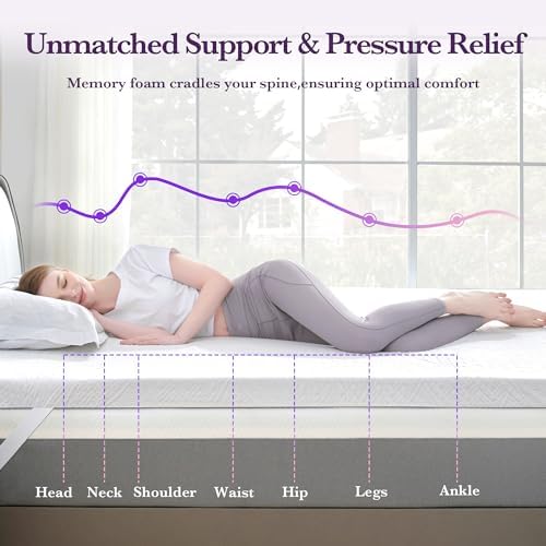 SINWEEK 2 Inch Gel Memory Foam Mattress Topper Twin Size