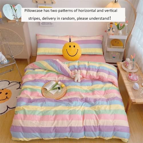 Koudi Rainbow Stripes Duvet Cover Set Queen