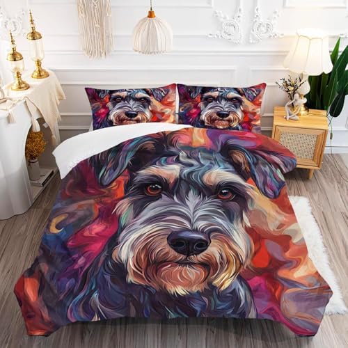 Standard Schnauzer 3D Print Duvet Cover Set for Kids