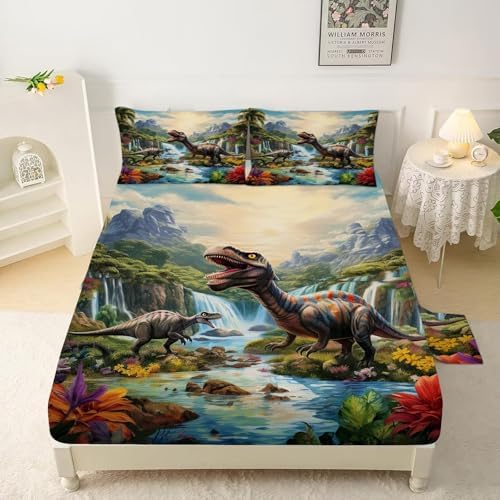 VTKON Dinosaur Bed Sheets Full Set for Kids