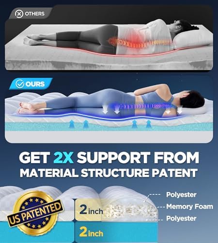 Biteany Dual Layer Mattress Topper Queen for Pain Relief and Support