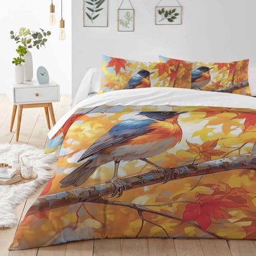LooPoP Fall Bird Duvet Cover Set 3 PCS California King