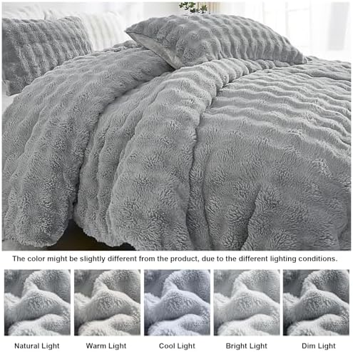 Bedbay Faux Fur Queen Comforter Set 3 Pieces