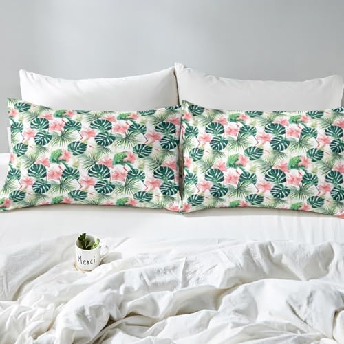 Feelyou Floral Palm Tree Print Twin Sheet Set