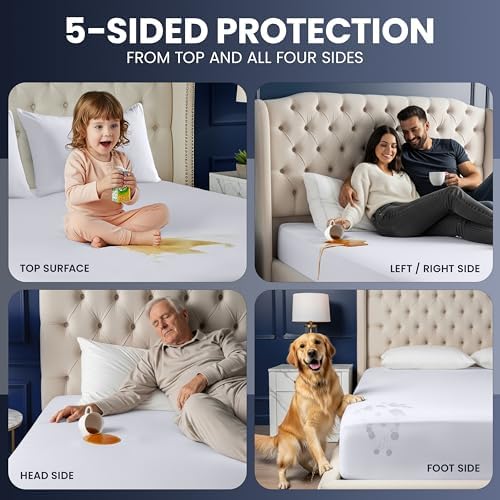 Utopia Bedding Waterproof 5-Sided Mattress Protector Queen Size