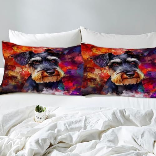 3D Print Standard Schnauzer Dog Duvet Cover Set for Kids 1