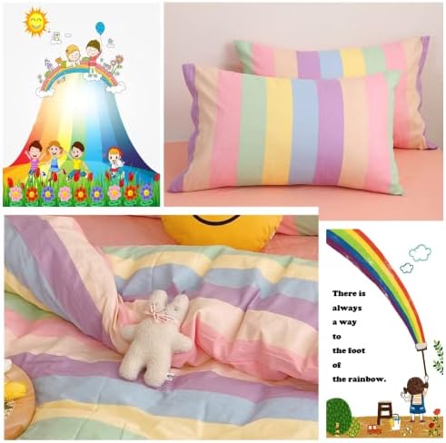 Koudi Rainbow Stripes Duvet Cover Set Queen